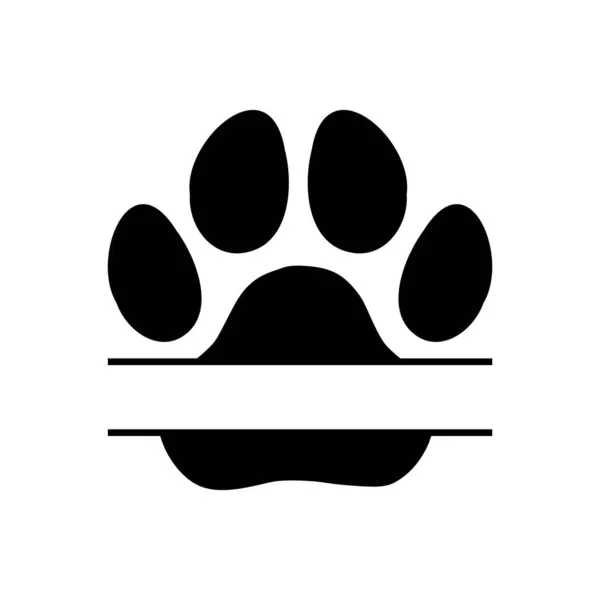 Dela Monogram Hund Eller Kattfotspår Vektor Isolerad Silhuett — Stock vektor