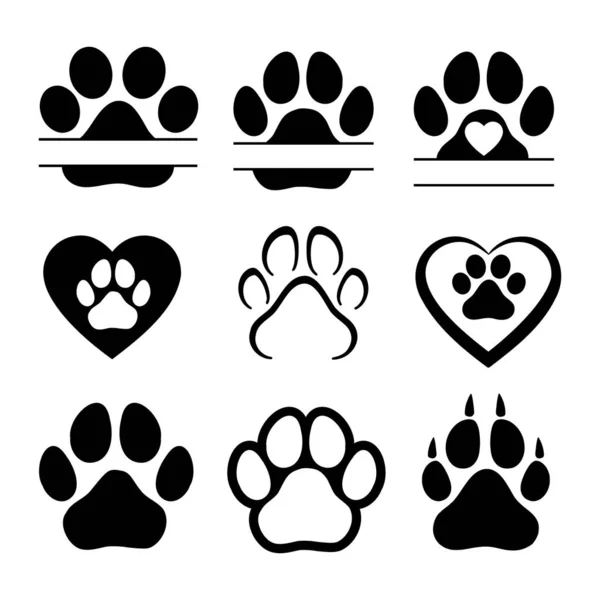 Huellas Perro Gato Silueta Aislada Vectorial — Vector de stock