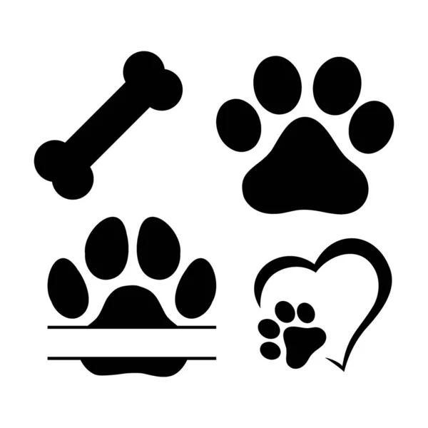 Split Monogram Urme Câini Sau Pisici Siluetă Vectorială Izolată — Vector de stoc