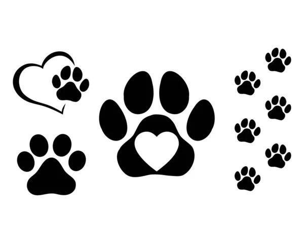 Huellas Perro Gato Silueta Aislada Vectorial — Vector de stock