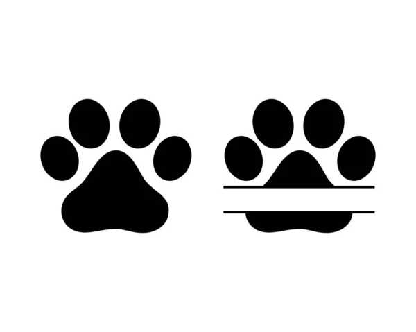 Hund Eller Kattfotspår Vektor Isolerad Silhuett — Stock vektor