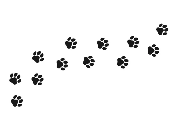 Paw Print Cat Dog Puppy Pet Trace Isolated Silhouette Vector — Stock Vector
