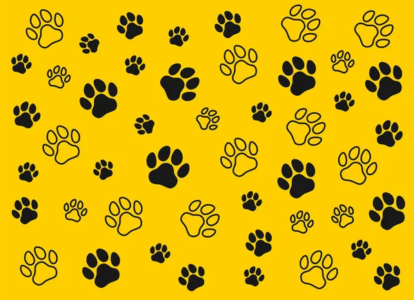 Bir köpeğin ya da kedinin ayak izleri. İzole edilmiş siluet vektörü
