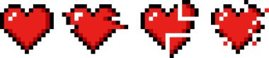 Vektör sanatı 8-bit kalp. Yıkım ya da parazit etkisi olan kalp..