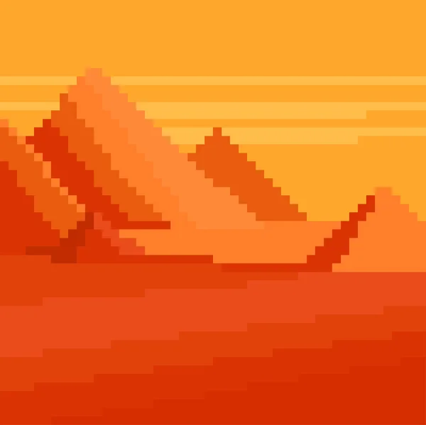 Sfondo Deserto Con Piramidi Pixel Art Vettore Eps — Vettoriale Stock