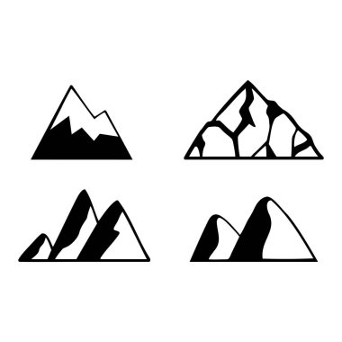 Dağlar vektör. Doğa ya da açık hava dağ siluetleri ve dağ tepeleri dağlı logo için..