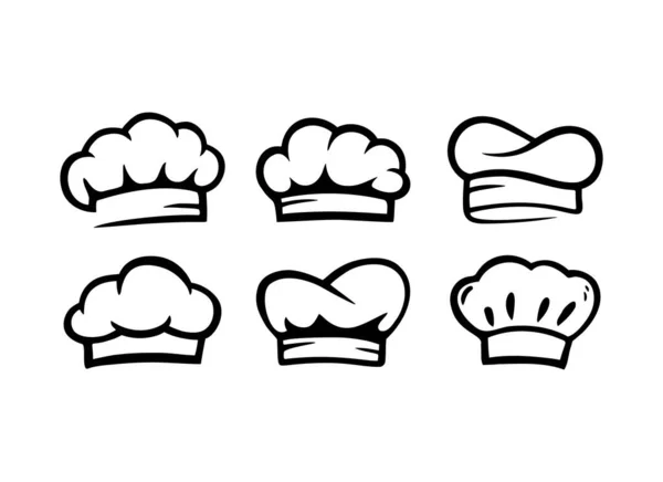 Set Vintage Chef Sombreros Cocina Vector Chef Sombrero Aislado Fondo — Archivo Imágenes Vectoriales