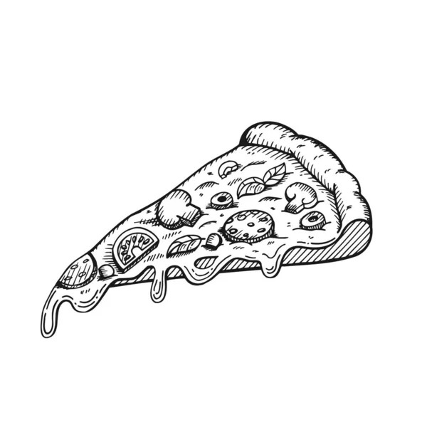 Рисунок Векторной Пиццы Ручная Иллюстрация Пиццы Отлично Подходит Меню Плаката — стоковый вектор