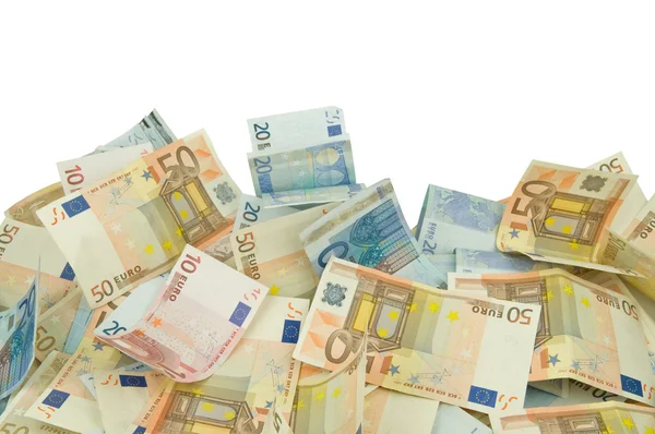 Ten twenty and fifty euros bills — Stock Photo, Image