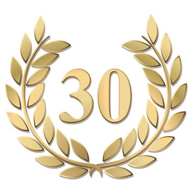 Beyaz arkaplanda izole edilmiş altın defne çelengi