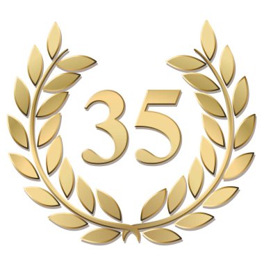 Beyaz arkaplanda izole edilmiş altın defne çelengi