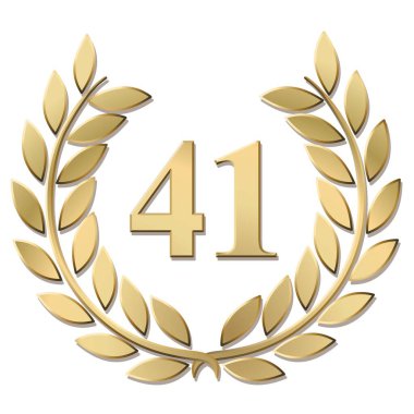 Beyaz arkaplanda izole edilmiş altın defne çelengi