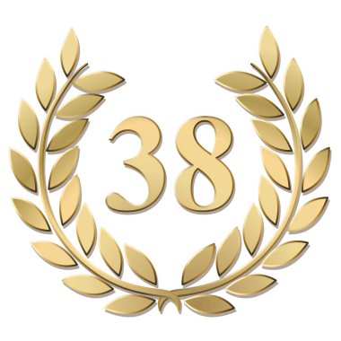 Beyaz arkaplanda izole edilmiş altın defne çelengi