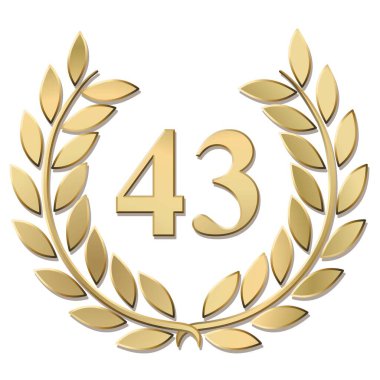 Beyaz arkaplanda izole edilmiş altın defne çelengi