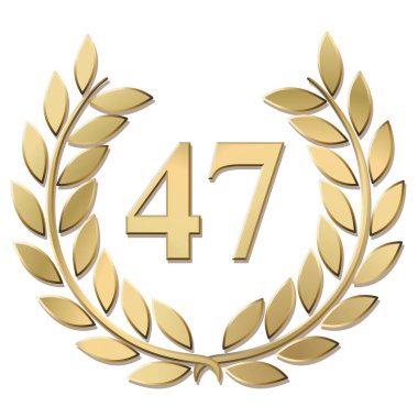 Beyaz arkaplanda izole edilmiş altın defne çelengi