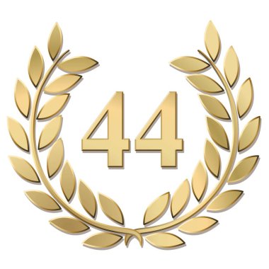 Beyaz arkaplanda izole edilmiş altın defne çelengi