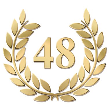 Beyaz arkaplanda izole edilmiş altın defne çelengi