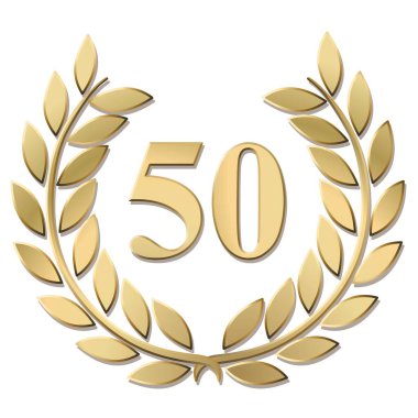 Beyaz arkaplanda izole edilmiş altın defne çelengi