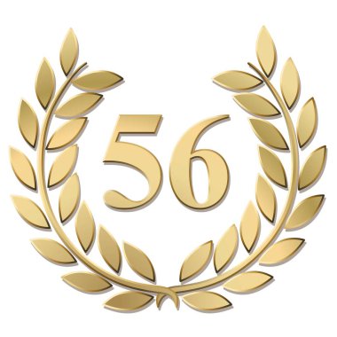 Beyaz arkaplanda izole edilmiş altın defne çelengi