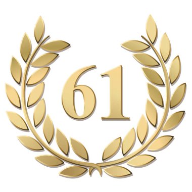 Beyaz arkaplanda izole edilmiş altın defne çelengi