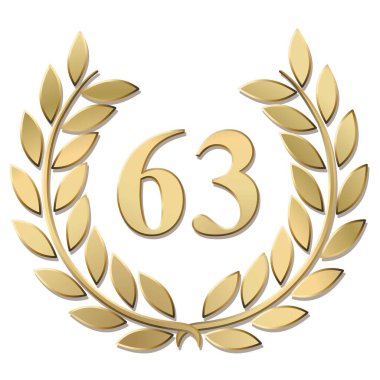 Beyaz arkaplanda izole edilmiş altın defne çelengi