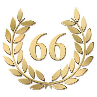 Beyaz arkaplanda izole edilmiş altın defne çelengi