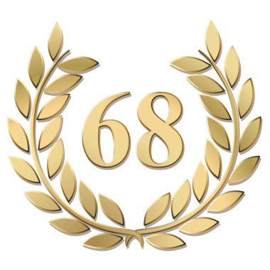 Beyaz arkaplanda izole edilmiş altın defne çelengi