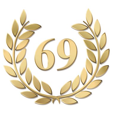 Beyaz arkaplanda izole edilmiş altın defne çelengi