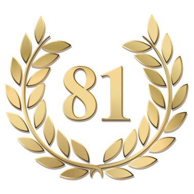 Beyaz arkaplanda izole edilmiş altın defne çelengi