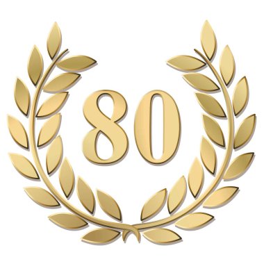 Beyaz arkaplanda izole edilmiş altın defne çelengi