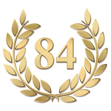 Beyaz arkaplanda izole edilmiş altın defne çelengi