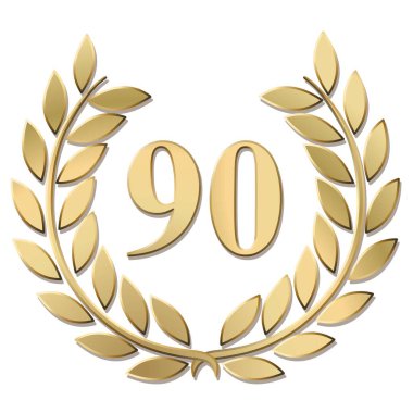 Beyaz arkaplanda izole edilmiş altın defne çelengi