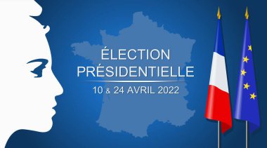 Fransa 'nın 2022 başkanlık seçimleri için metinli vektör 