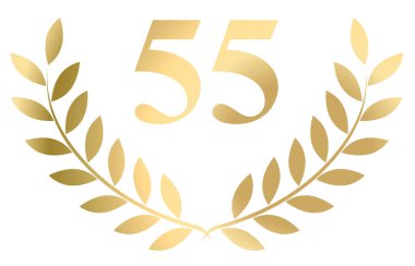 Beyaz zemin üzerinde izole edilmiş 55 vektörlü altın defne çelengi