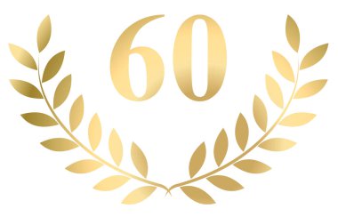 Altın defne çelengi. Beyaz zemin üzerinde izole edilmiş 60 vektör.