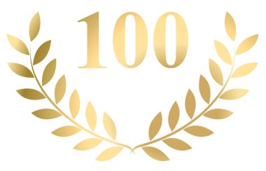 Beyaz zemin üzerinde izole edilmiş 100 vektör altın defne çelengi 