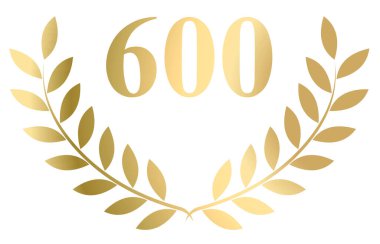 Altın defne çelengi. Beyaz arkaplanda izole edilmiş 600 vektör. 