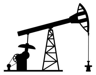 Beyaz arka planda bir petrol platformunun silüeti 