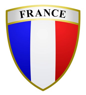 Beyaz arka planda Fransa 'nın renklerinde armalar.