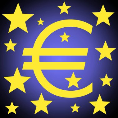 Yıldızlı gökyüzünde Euro sembolü