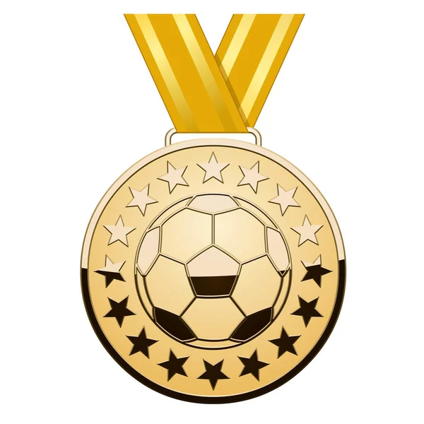 Золотая Медаль Звезды Мячом Белом Фоне — стоковый вектор
