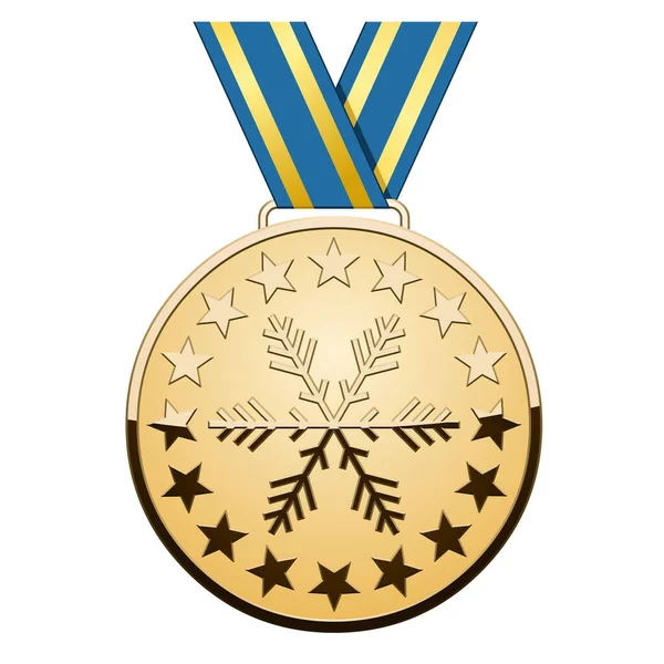 Золотая Медаль Зимние Игры Белом Фоне — стоковый вектор