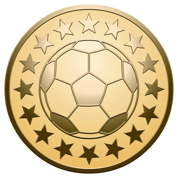 Χρυσό Μετάλλιο Αστέρι Μπάλα Λευκό Φόντο — Διανυσματικό Αρχείο
