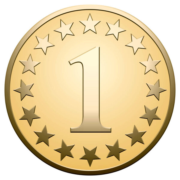 Golden star medal with ribbon on white background