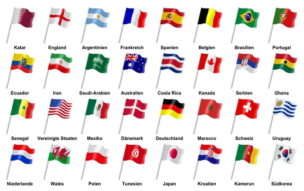 Flags Different Countries German Text White Background — Stock fotografie