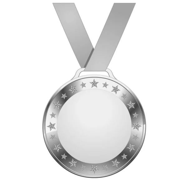 Silver Star Medal Isolated White Background —  Vetores de Stock