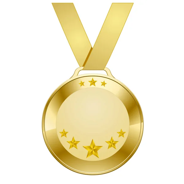 Золотая Звезда Медаль Белом Фоне — стоковый вектор