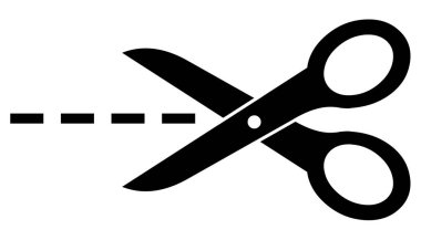 Pair of scissors with dotted line on white background