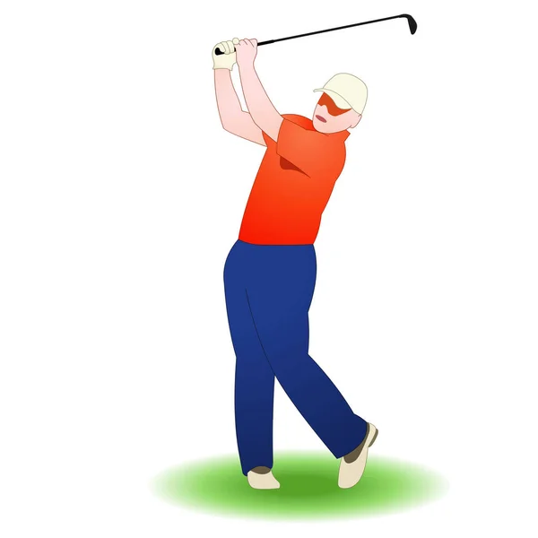 Golfer Golf Club Taking Shot White Background — 스톡 벡터