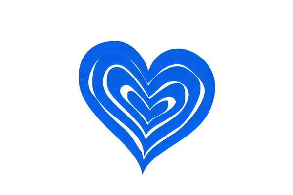 Mavi Kalp Beyaz Arkaplanda Izole Edildi Illüstrasyon Tasarımı — Stok fotoğraf